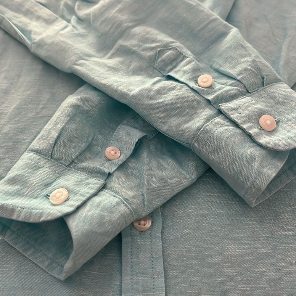 Janie and Jack boys linen/cotton long sleeve button down shirt - Picture 5 of 9
